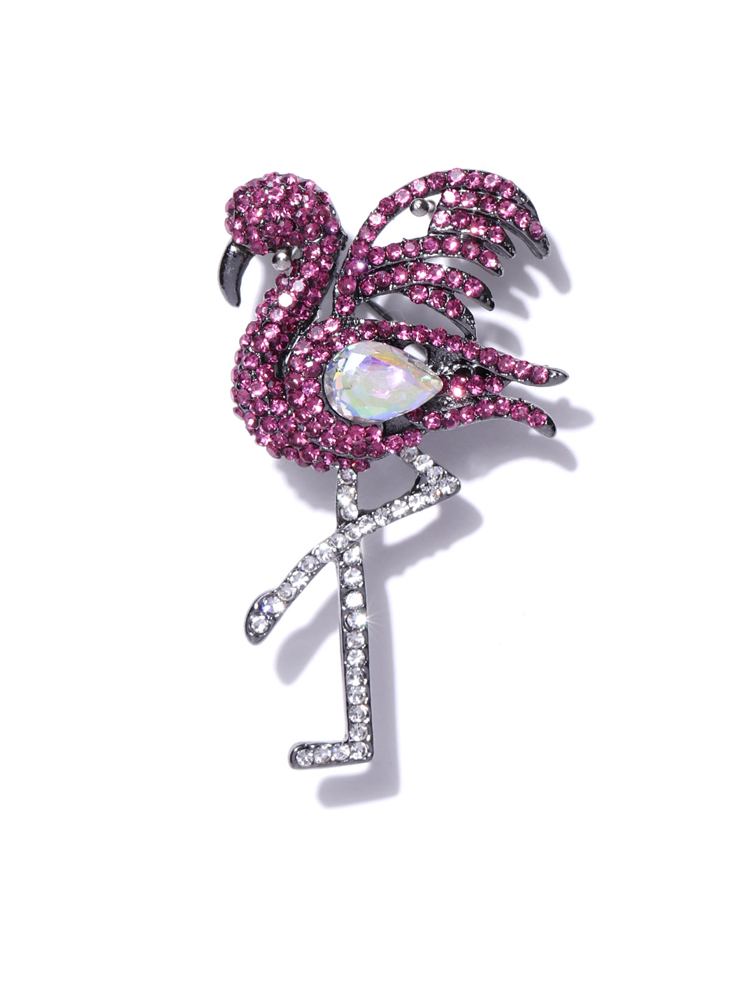 YouBella Stylish Bird Shape Jewellery Silver Plated Brooches for Women (Purple) (YB_Brooch_90)